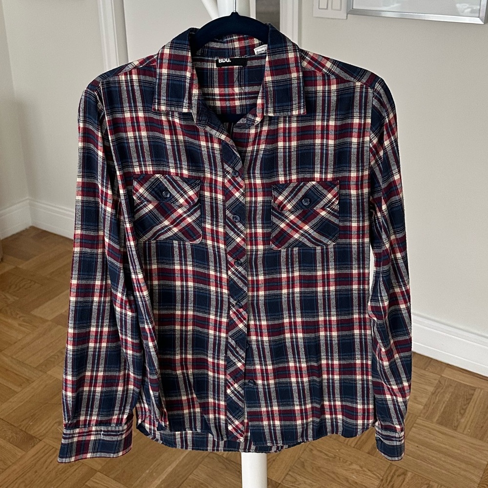 Urban Outfitters Navy, Burgundy and White Plaid Shirt